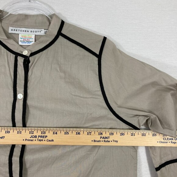 Gretchen Scott Gray Black 3/4 Sleeve Cotton Button Down XL Minimalist - Picture 10 of 12